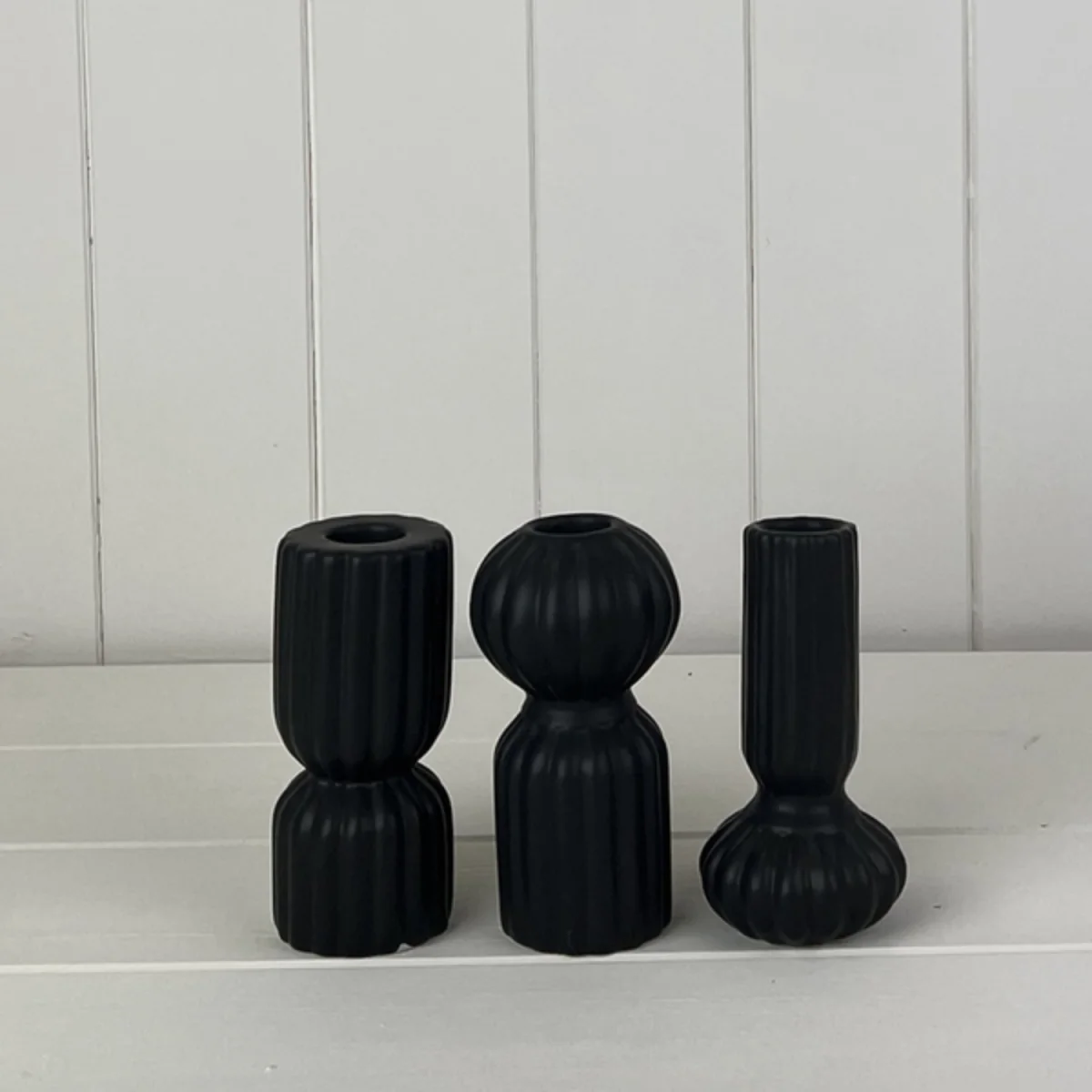 Contemporary Black Rustic Ceramic Candle Holder - Black – image 2