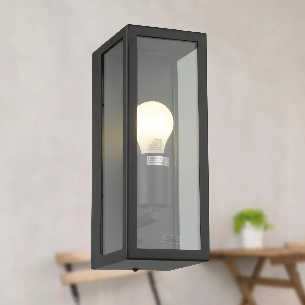 Montrose Outdoor Half Lantern Wall Light - Black And Clear Glass – image 4