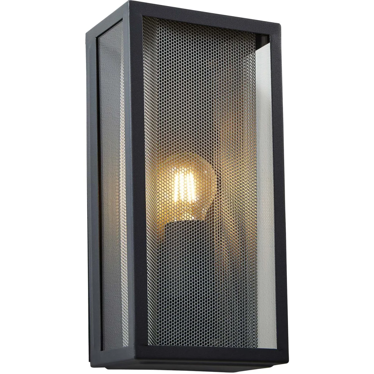 CGC SILAS Anthracite Dark Grey Outdoor Box Lantern Wall Light with Silver Mesh Insert IP44 E27 - Anthracite Dark Grey – image 2