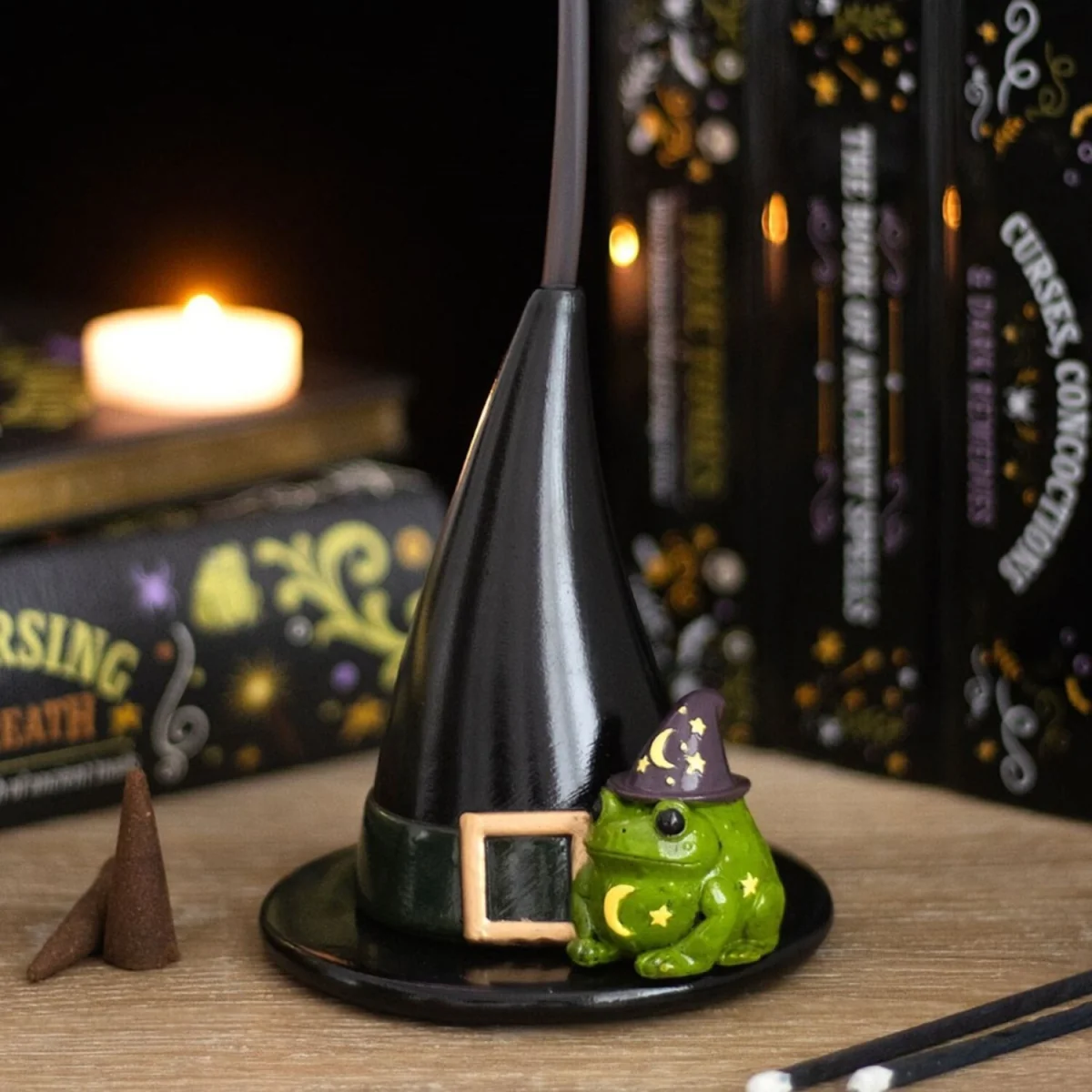 Magic Toad and Witch Hat Incense Cone Holder - Black – image 2
