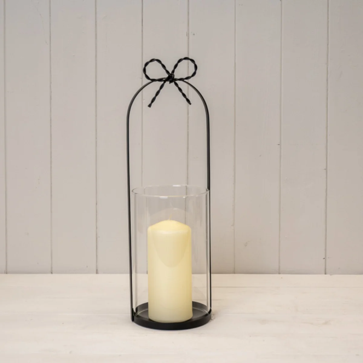 Large Black Metal Candle Holder with Bow - Black – image 3