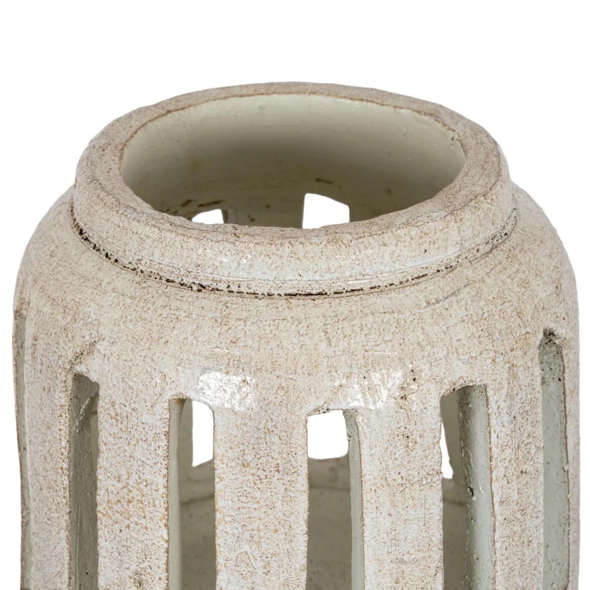 Tarn Collection Medium Pillar Candle Holder with Warm Patina - White – image 2