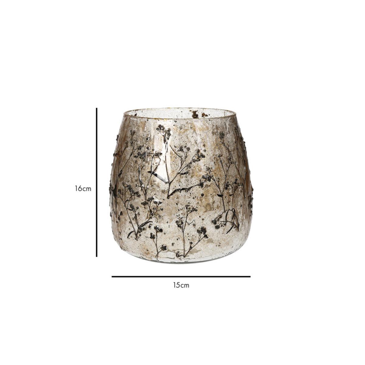 Gold Dried Flowers Glass Candle Holder – image 2