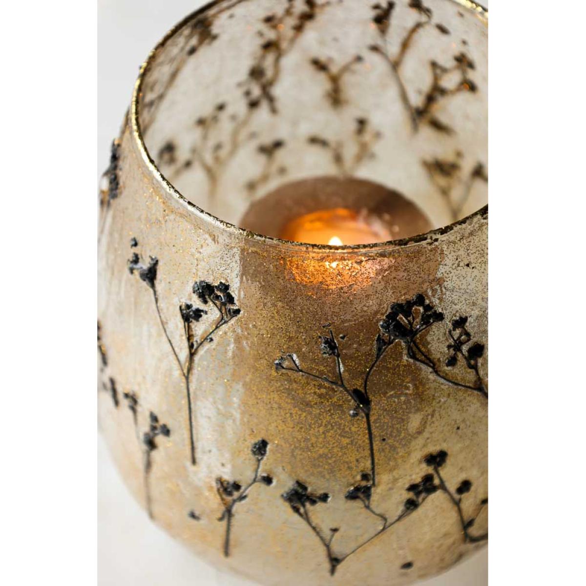 Gold Dried Flowers Glass Candle Holder – image 4