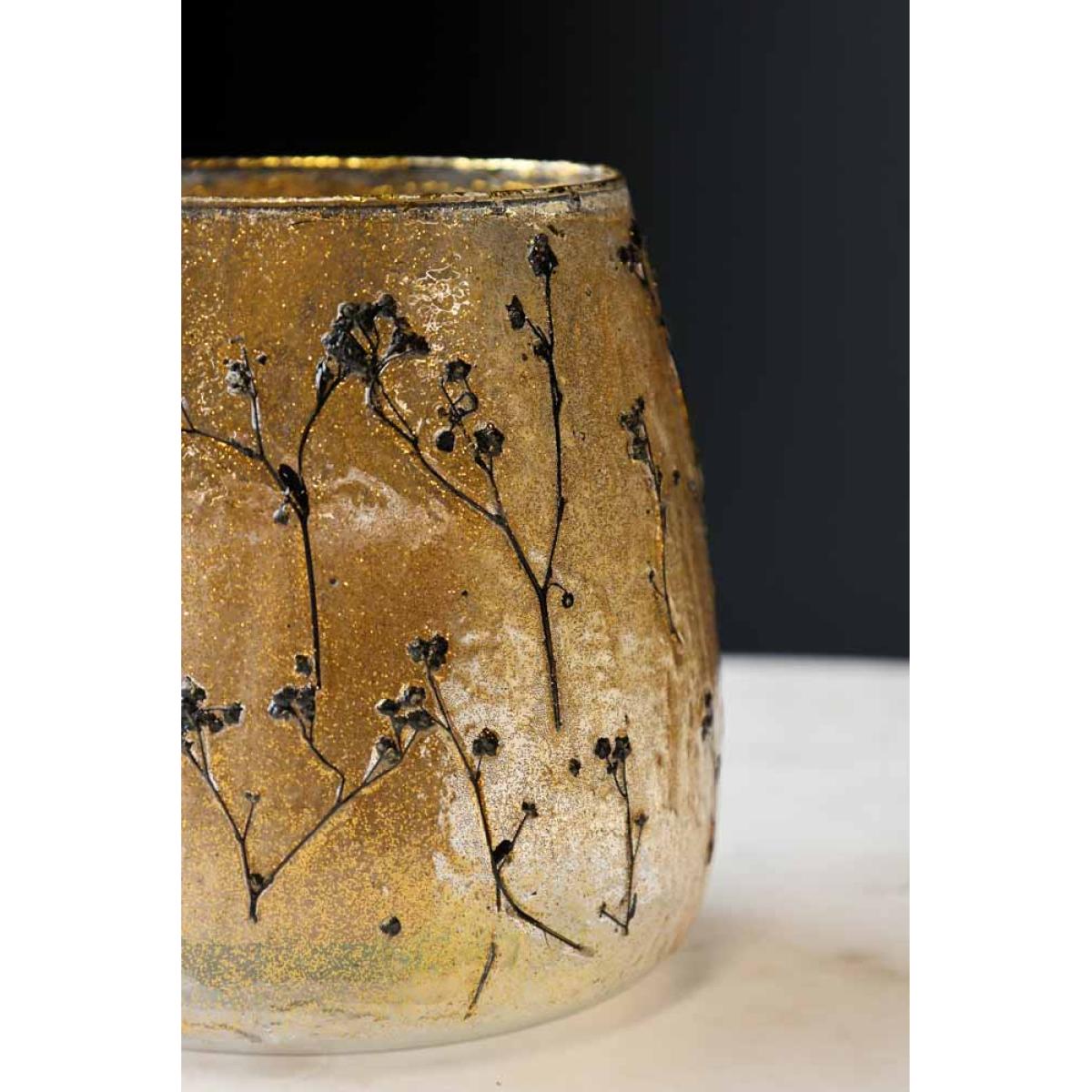 Gold Dried Flowers Glass Candle Holder – image 5