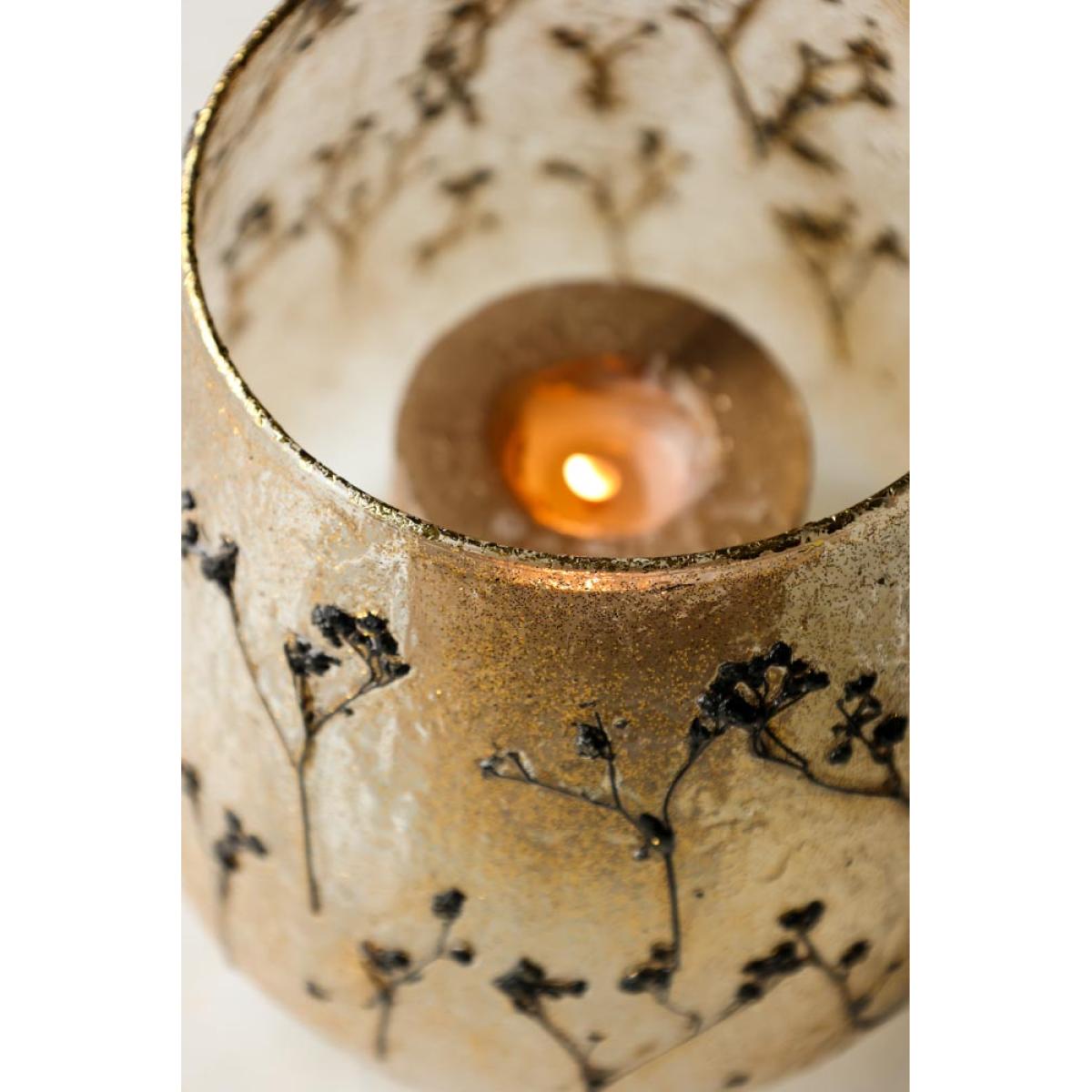 Gold Dried Flowers Glass Candle Holder – image 6