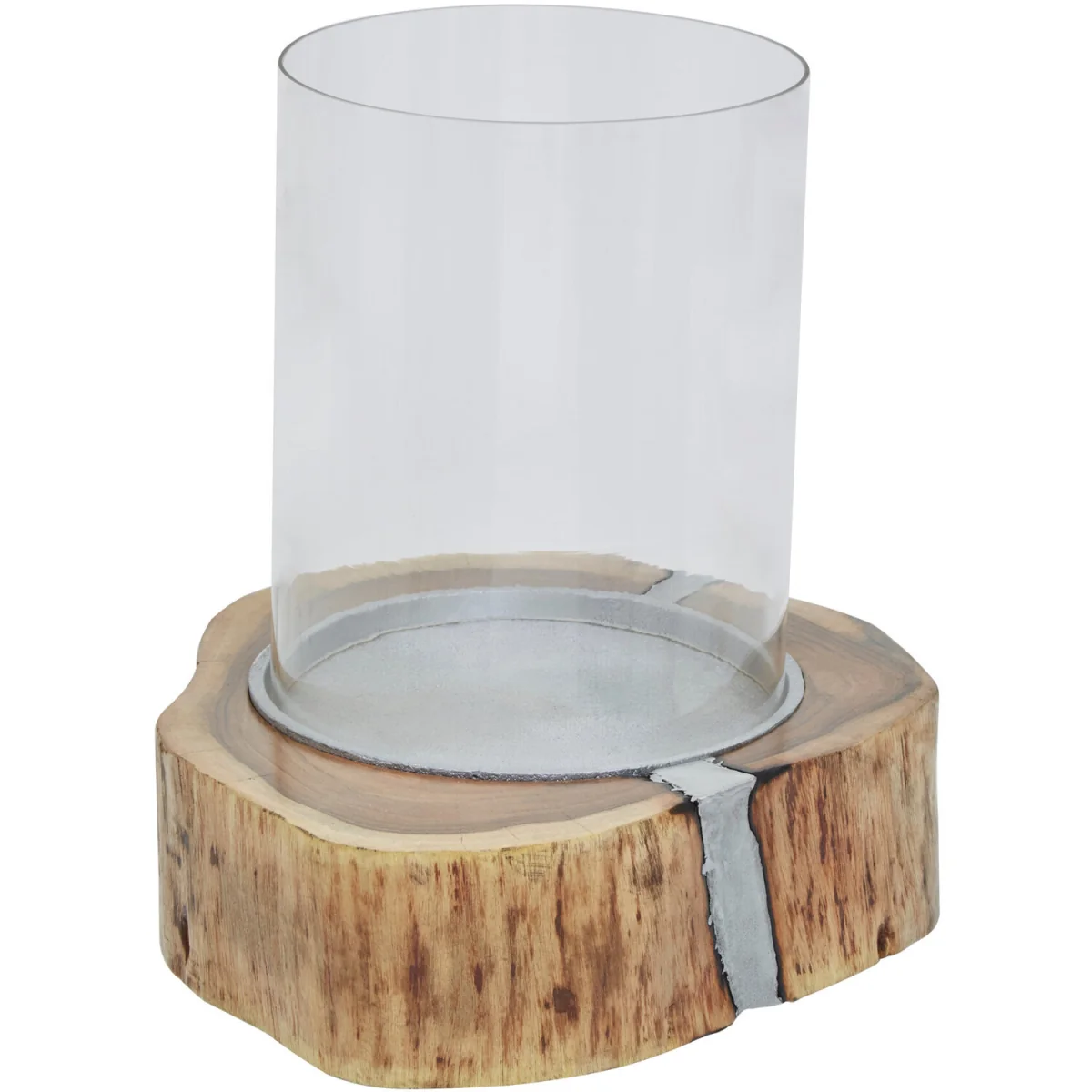 Almora Large Acacia and Glass Hurricane Candle Holder - Natural – image 5