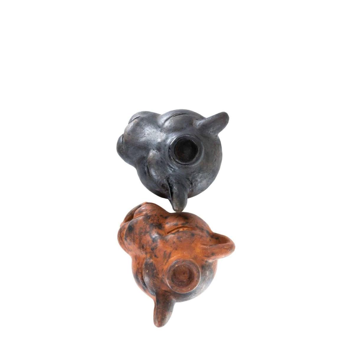 Jaguar Head Clay Candle Holder | Smoked Brick | Wool+Clay – image 7