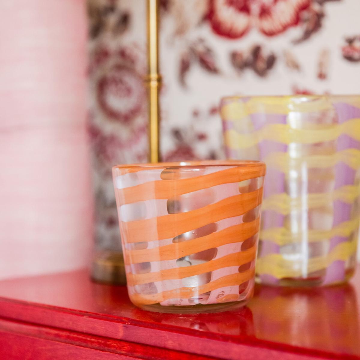 Pink / Purple Peach Affect Glass Candle Holder | Casabyjj – image 2
