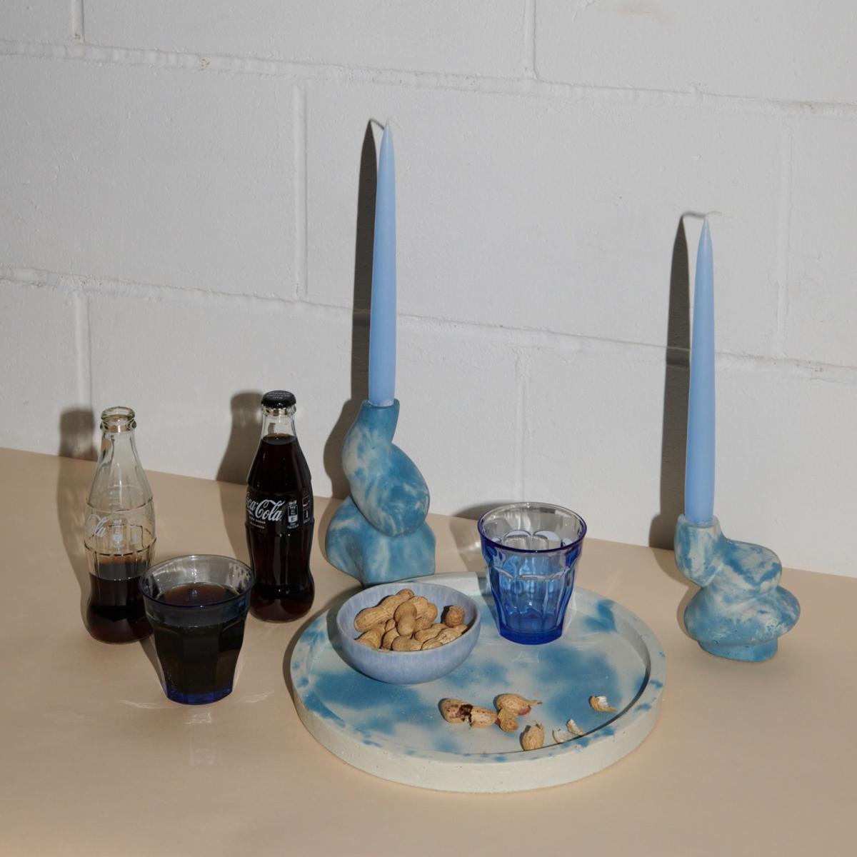 The Cuddle - Pair Of Concrete Candle Holders - Blue & White Smith & Goat – image 5