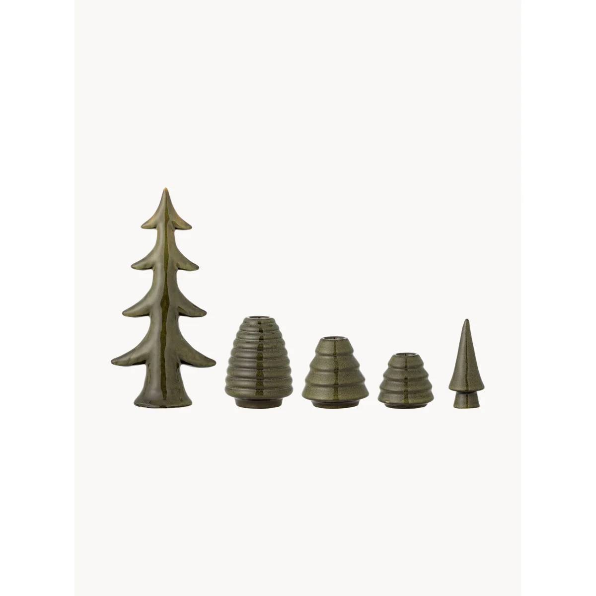 Candle Holders Woods with Reactive Glaze, Set of 5 – image 3