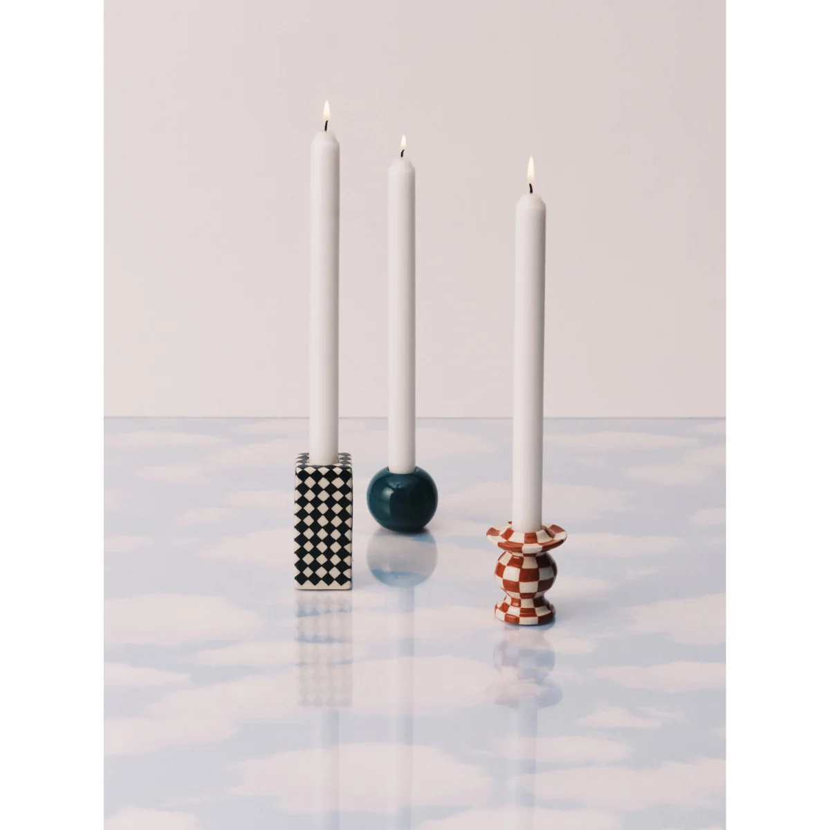 Hand-Finished Stoneware Candle Holders Les Objets Mouleversants, Set of 3 – image 2