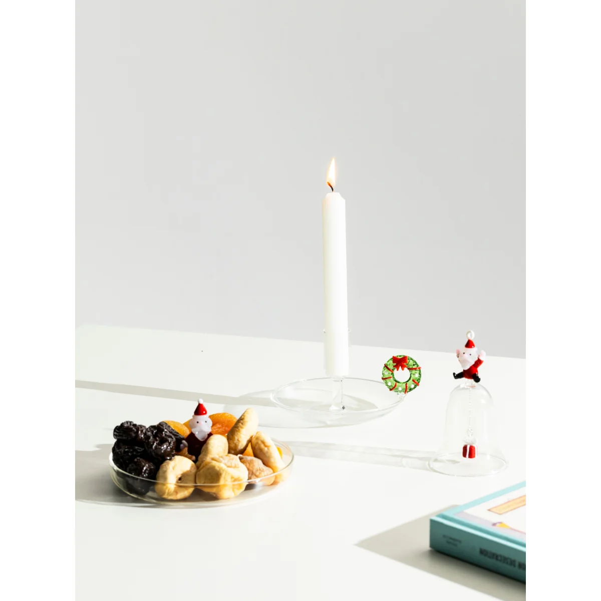 Handmade Candle Holder Christmas Tales with Decorative Wreath – image 2