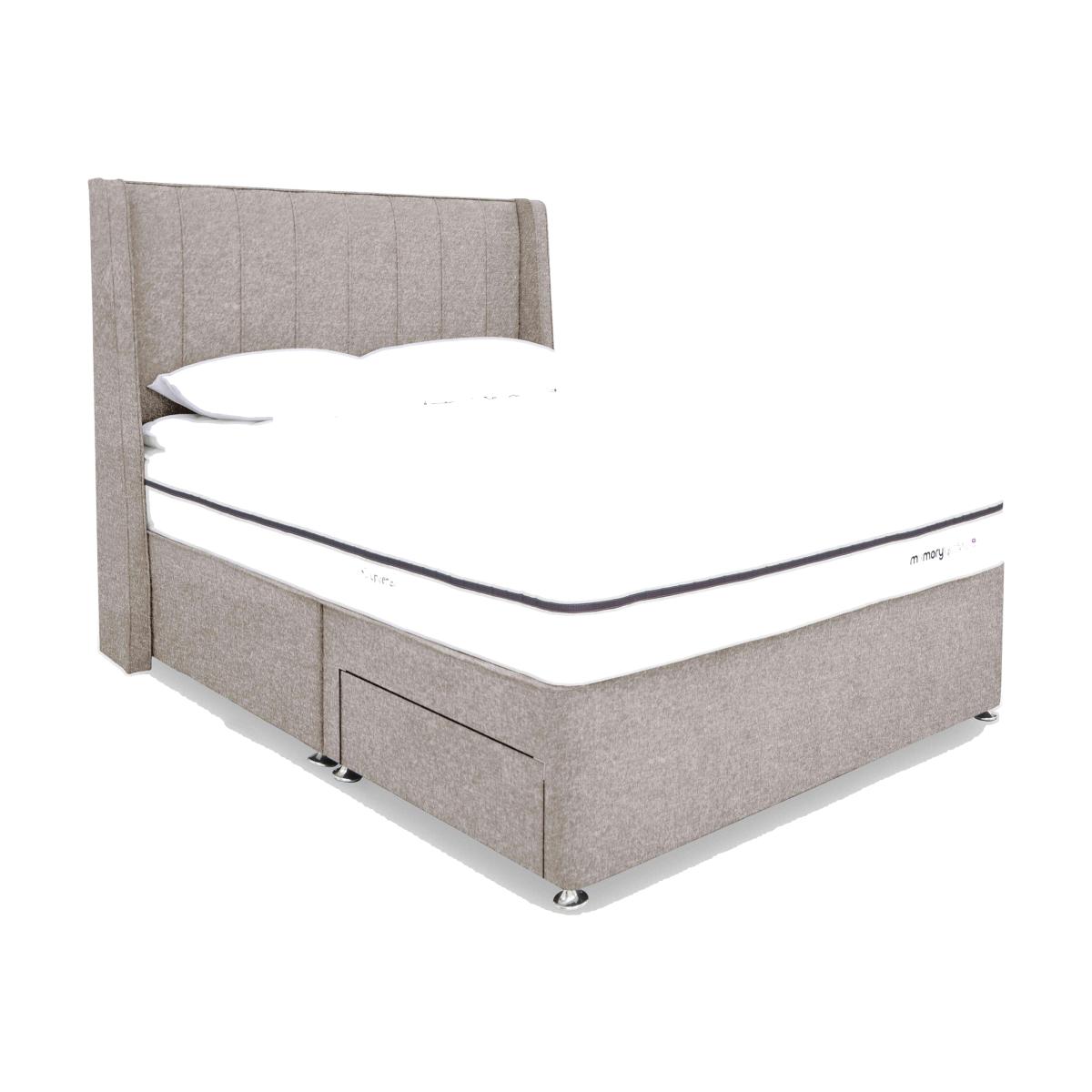 Sleepeezee - Memory Sense 2800 Divan Set - Double - Tweed Stone