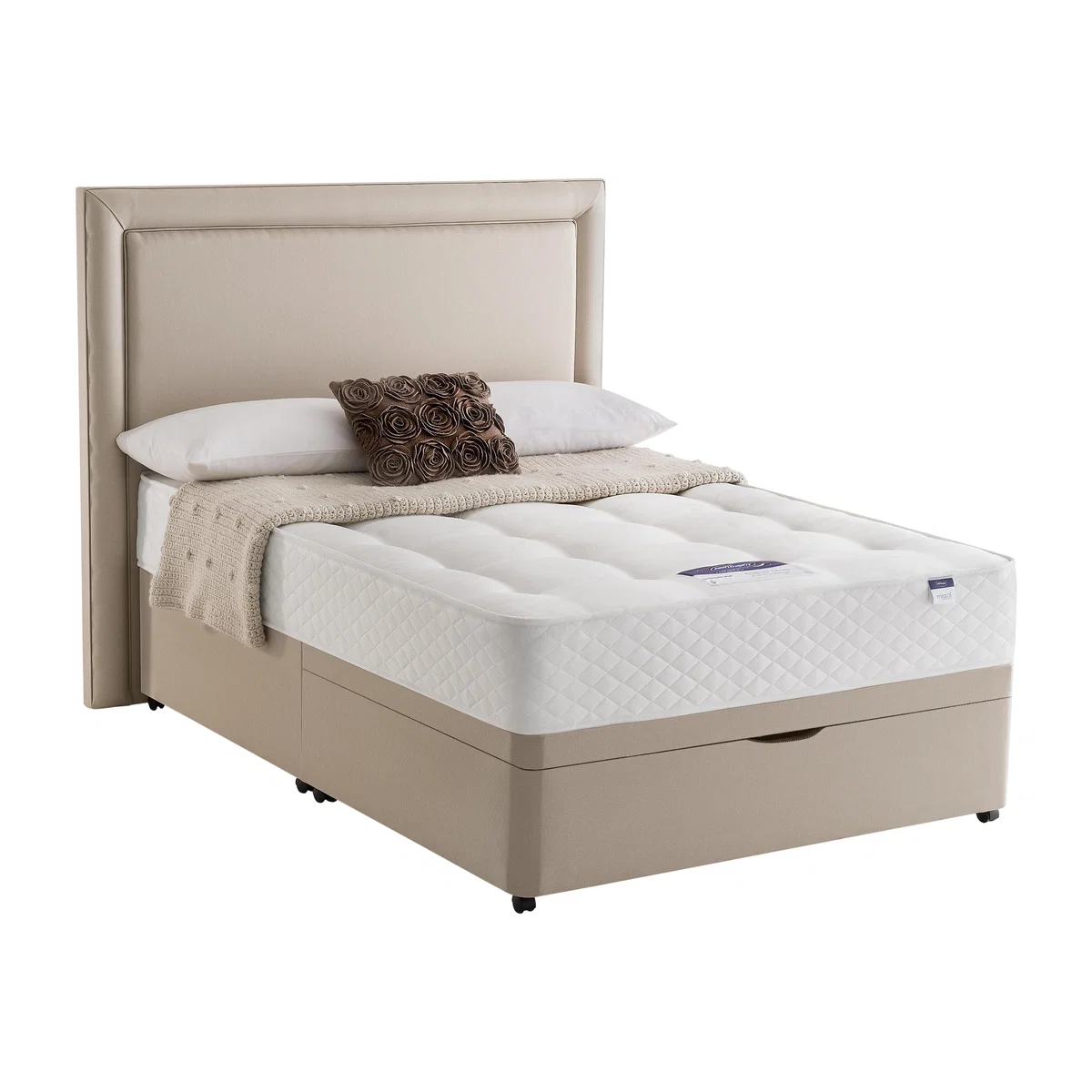 Silentnight - Miracoil Serenity Ortho Half Ottoman Divan Set - Double - Beige – image 1