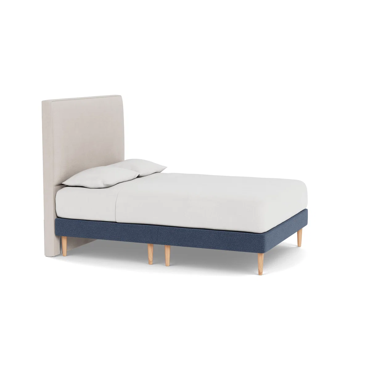 Heal's Shallow Divan Double Boucle Indigo Light Turned Solid Wood - Heal's UK Bedroom Furniture – image 2