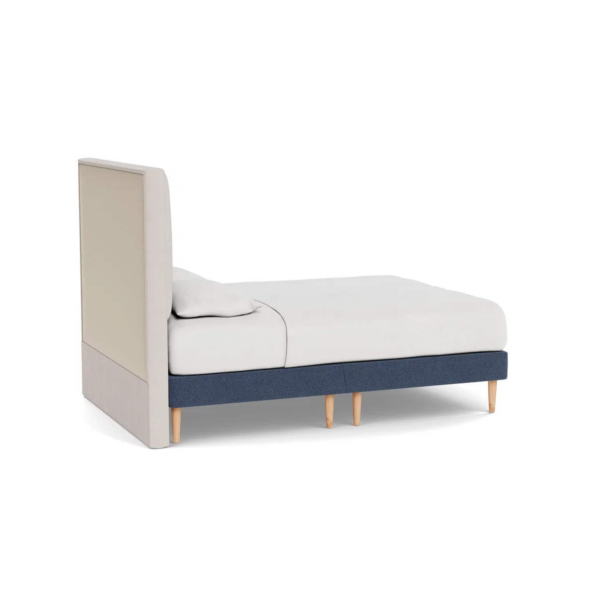Heal's Shallow Divan Double Boucle Indigo Light Turned Solid Wood - Heal's UK Bedroom Furniture – image 4