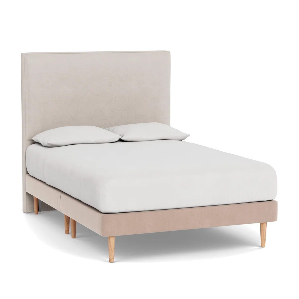 Heal's Shallow Divan Double Smart Velvet Pebble Dark Solid Wood - Heal's UK Bedroom Furniture – image 1