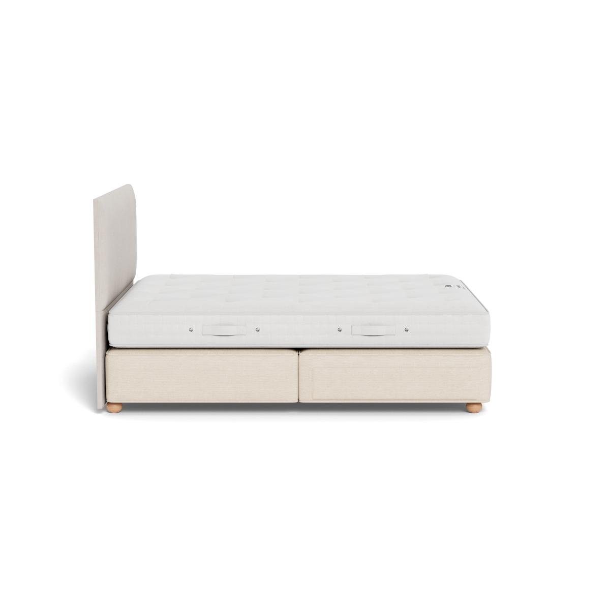 Vispring Elite Medium Tension Divan Double Tk590 Chain Weave Fawn 750 Castors 2 Footend Drawers – image 3