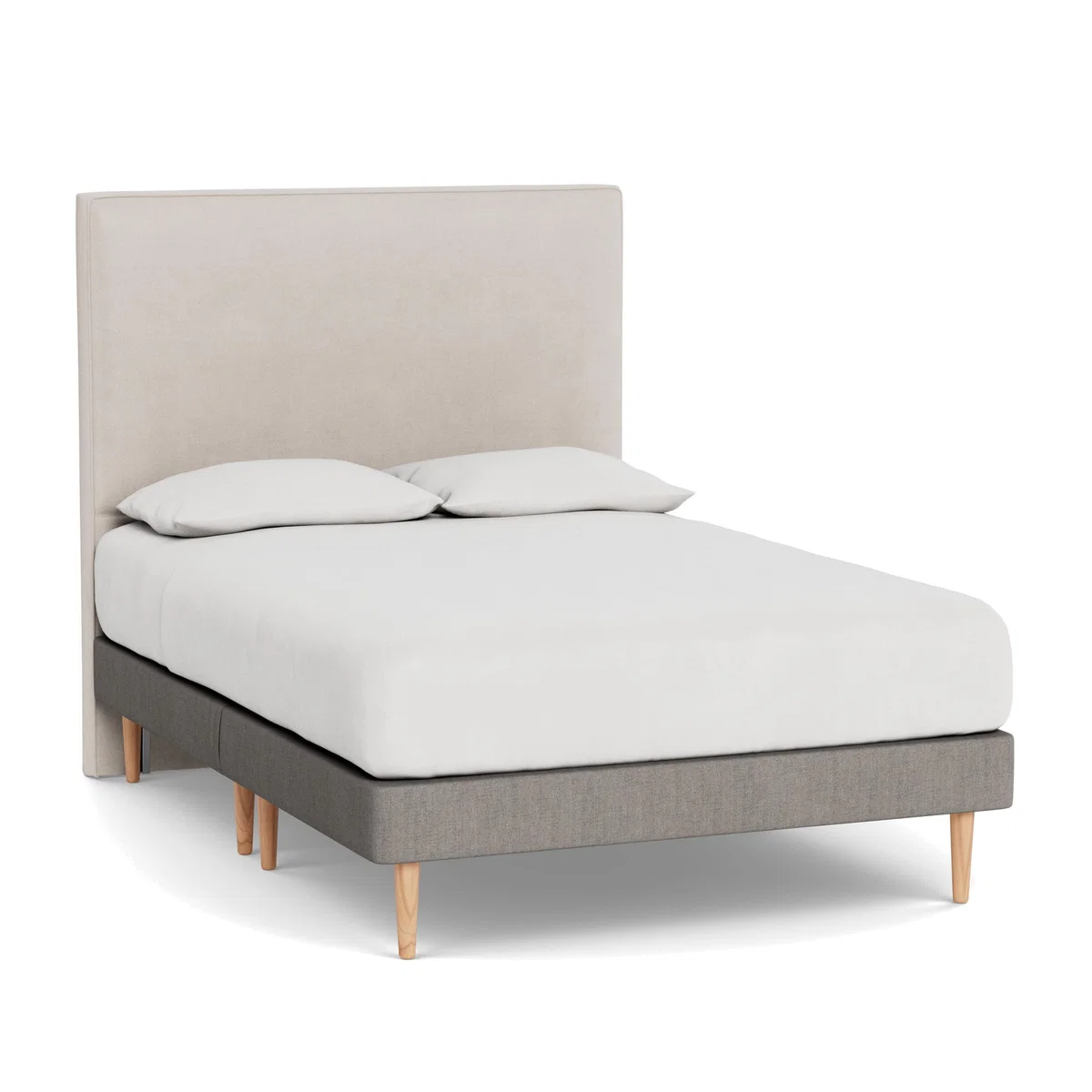Heal's Shallow Divan Double Broad Weave Pebble Light Stem Feet - Heal's UK Bedroom Furniture – image 1