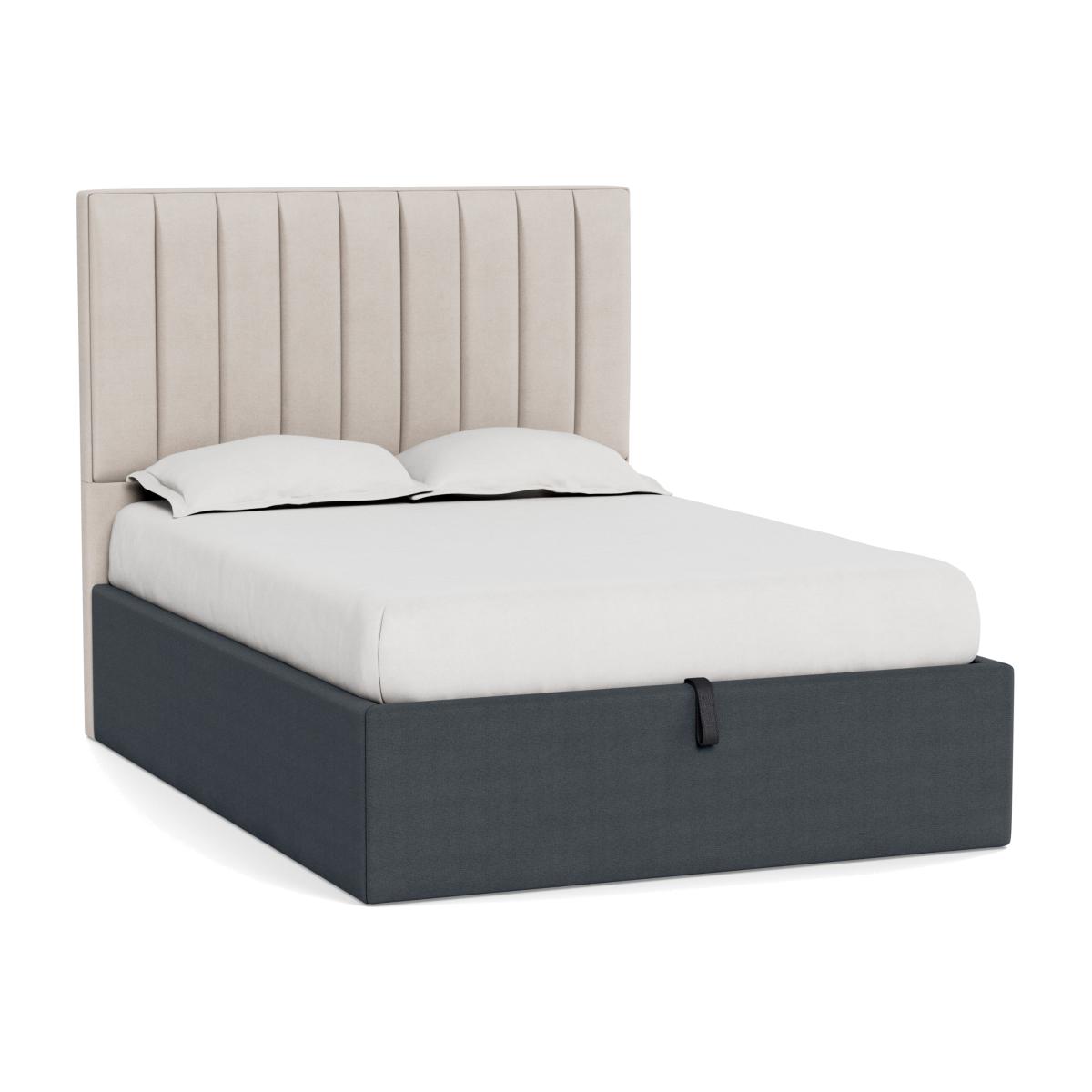 Heal's Storage Divan Double Smart Linen Dark Grey Natural Feet - Heal's UK Bedroom Furniture – image 1
