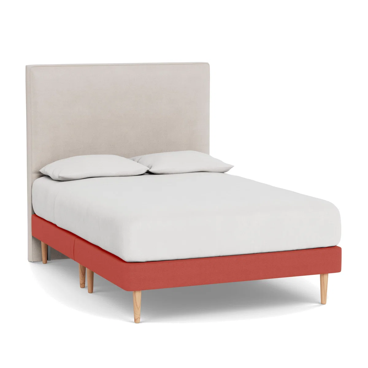 Heal's Shallow Divan Double Linen Grenadine Dark Solid Wood Feet - Heal's UK Bedroom Furniture – image 1