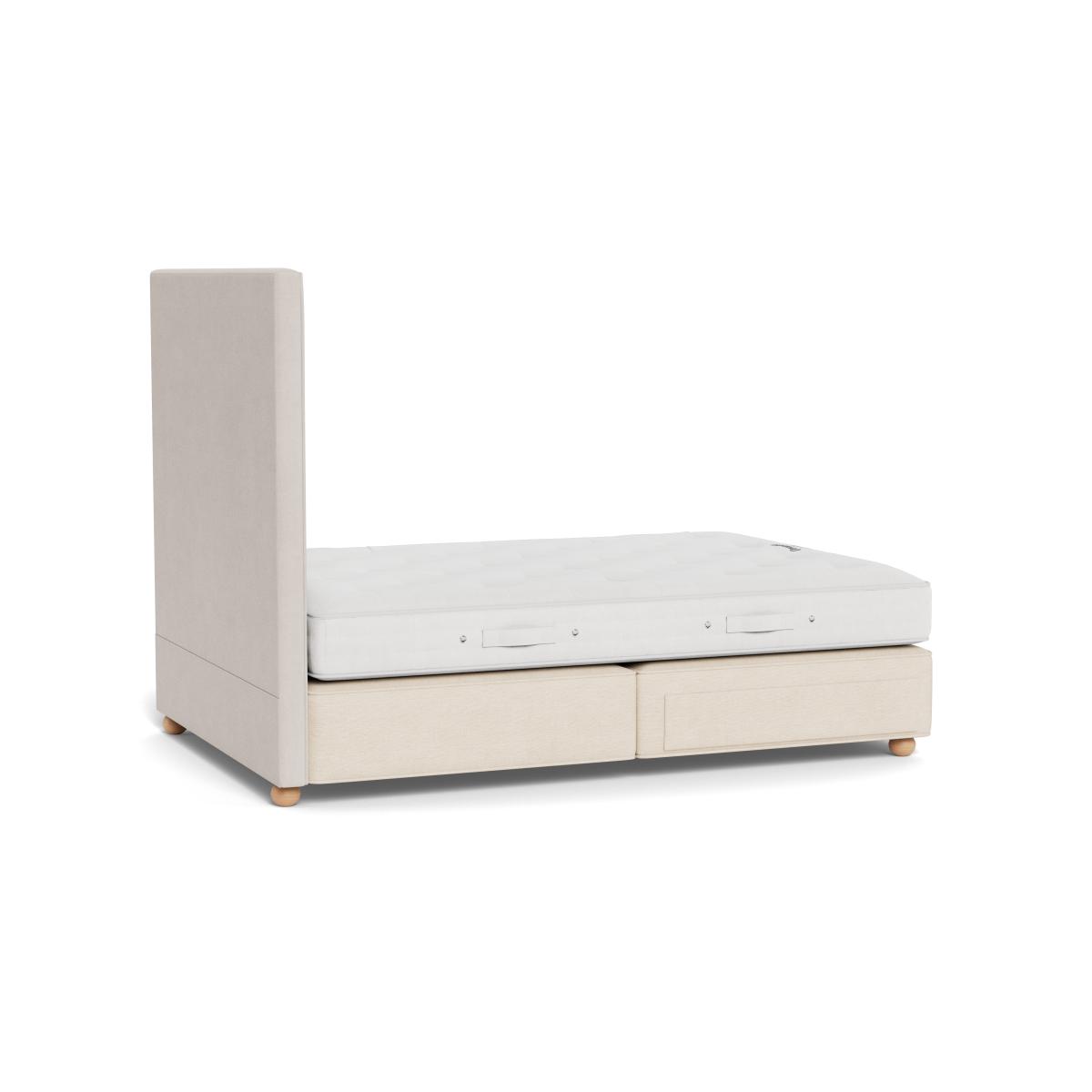 Vispring Devonshire Soft Tension Divan Double Tk596 Chain Weave Fawn 750 Bun Feet 2 Footend Drawers – image 4