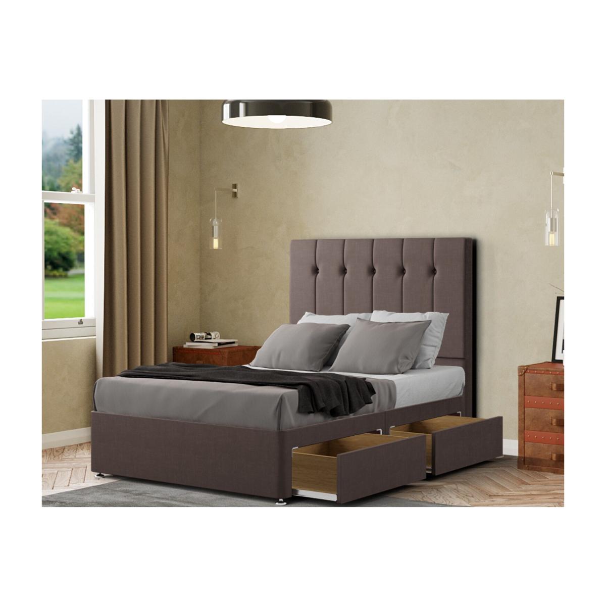 Highland Divan Bed 2 Drawers Floor Standing Headboard Malham Weave - Slate / Double – image 1