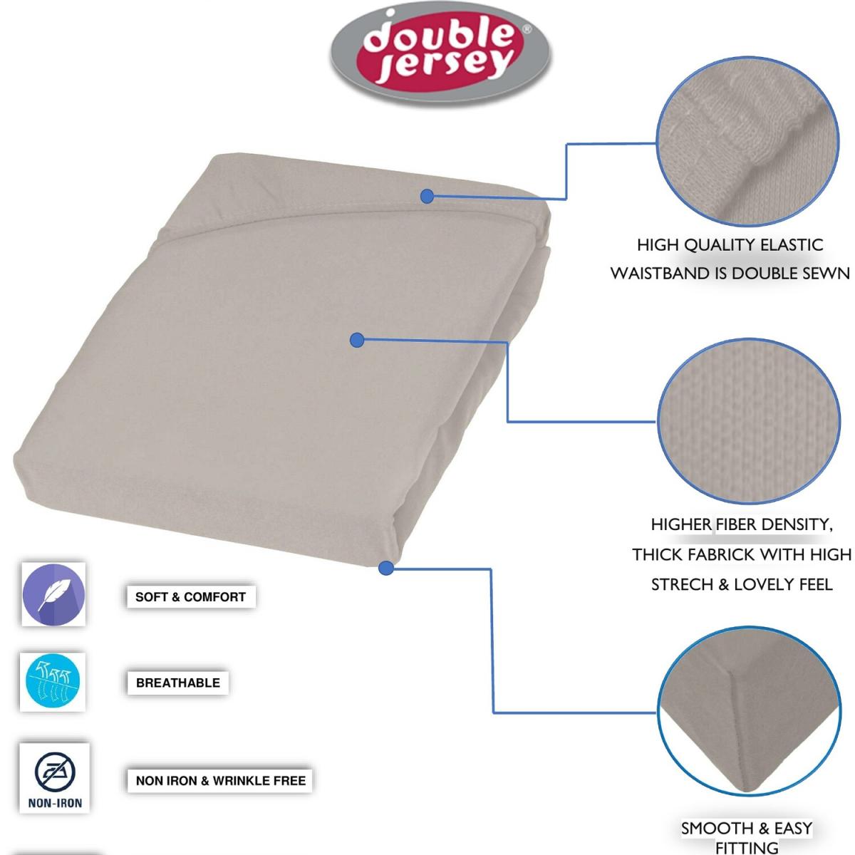 Double Jersey - Luxurious Jersey - Fitted Sheet - Deep Pocket 160x200x32 cm - Grey – image 5