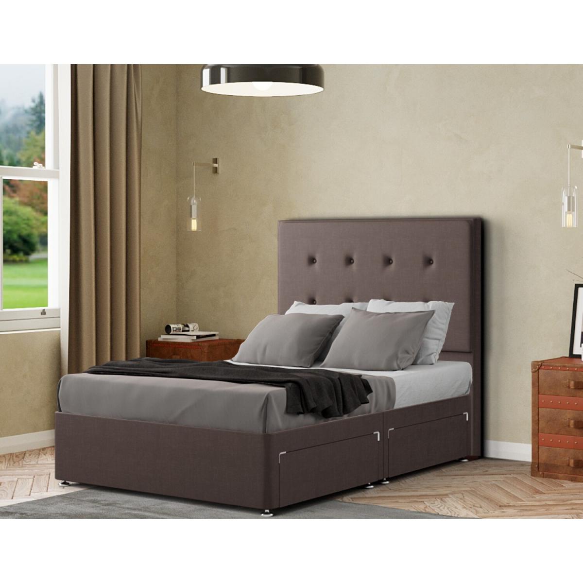 Darlington Divan Bed 2 Drawers Floor Standing Headboard Malham Weave - Slate / Double – image 2