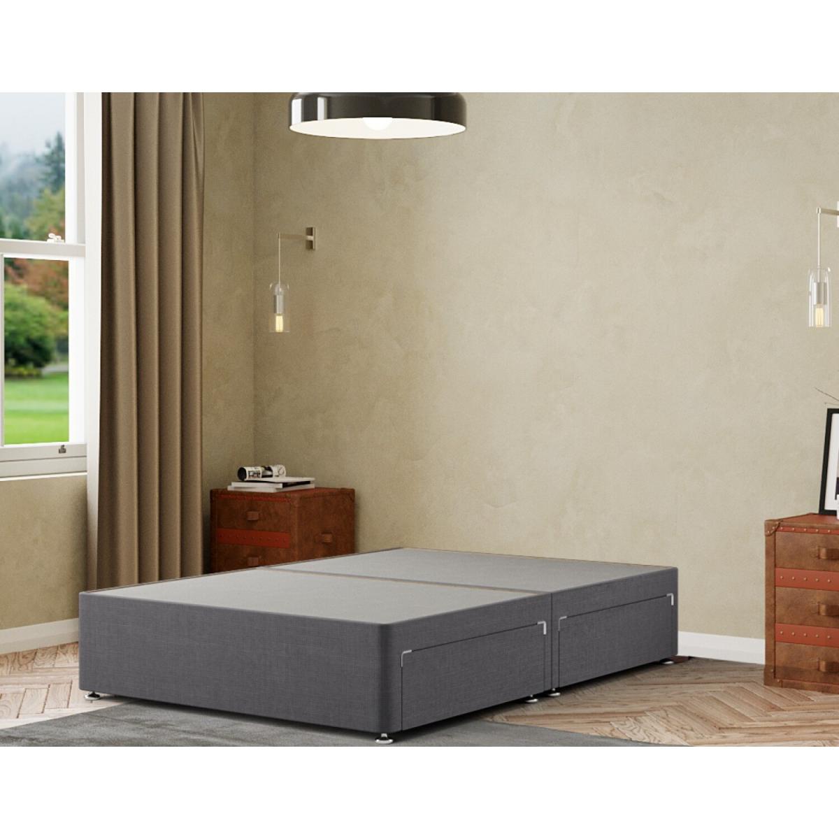 Simple Divan Base 2 Drawers Linen - Grey / Double – image 2