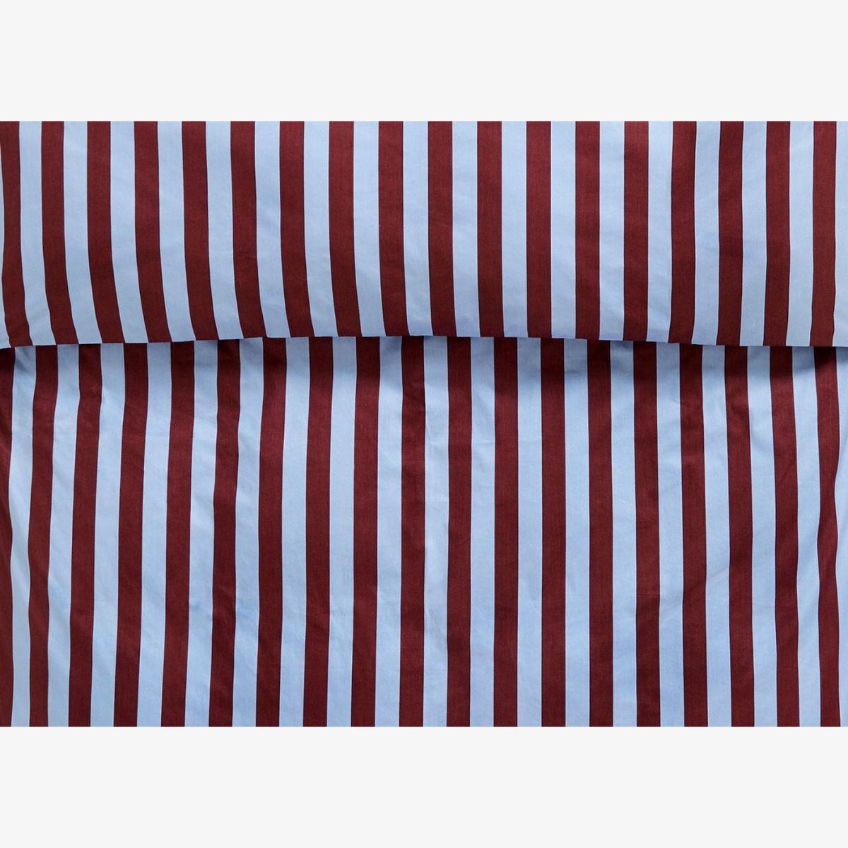 Hay Été Stripe Cotton Burgundy & Pale Blue Duvet Cover Super King – image 1