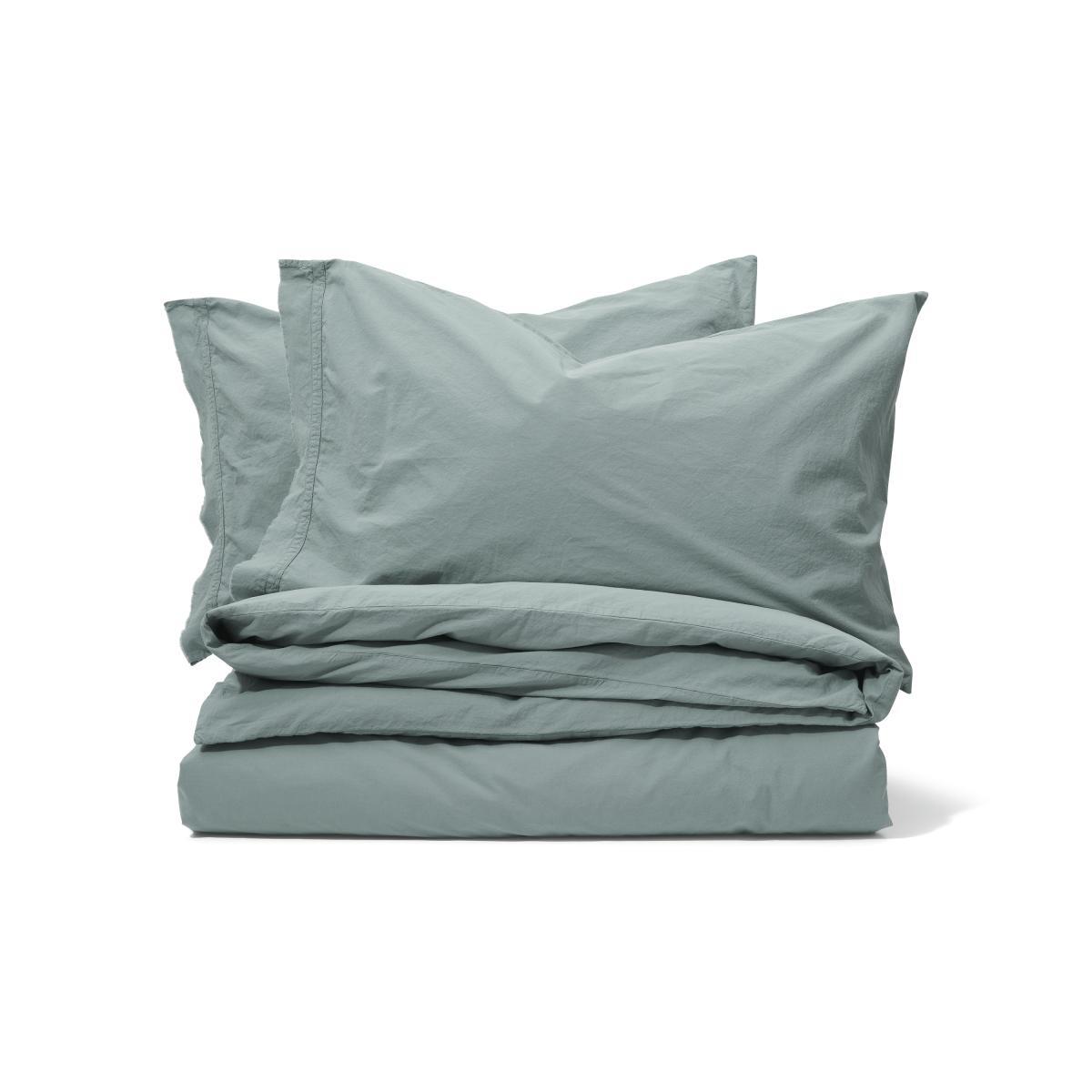 Zana 100% Organic Cotton Stonewashed Duvet Cover + 2 Pillowcases, Super King, Seafoam – image 2