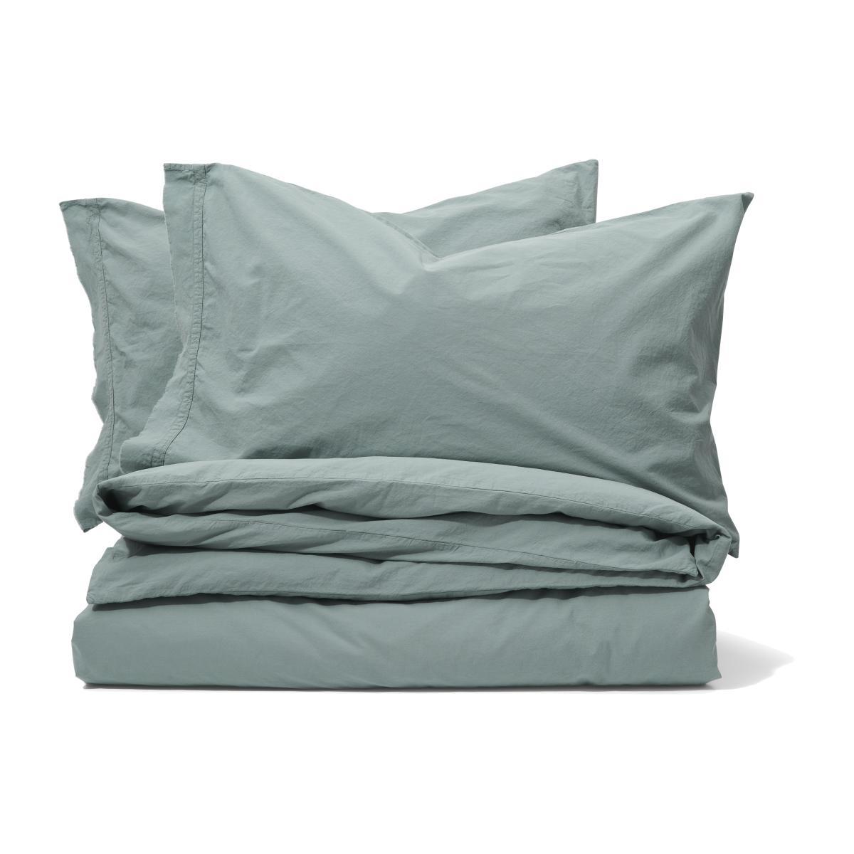 Zana 100% Organic Cotton Stonewashed Duvet Cover + 2 Pillowcases, Super King, Seafoam – image 1