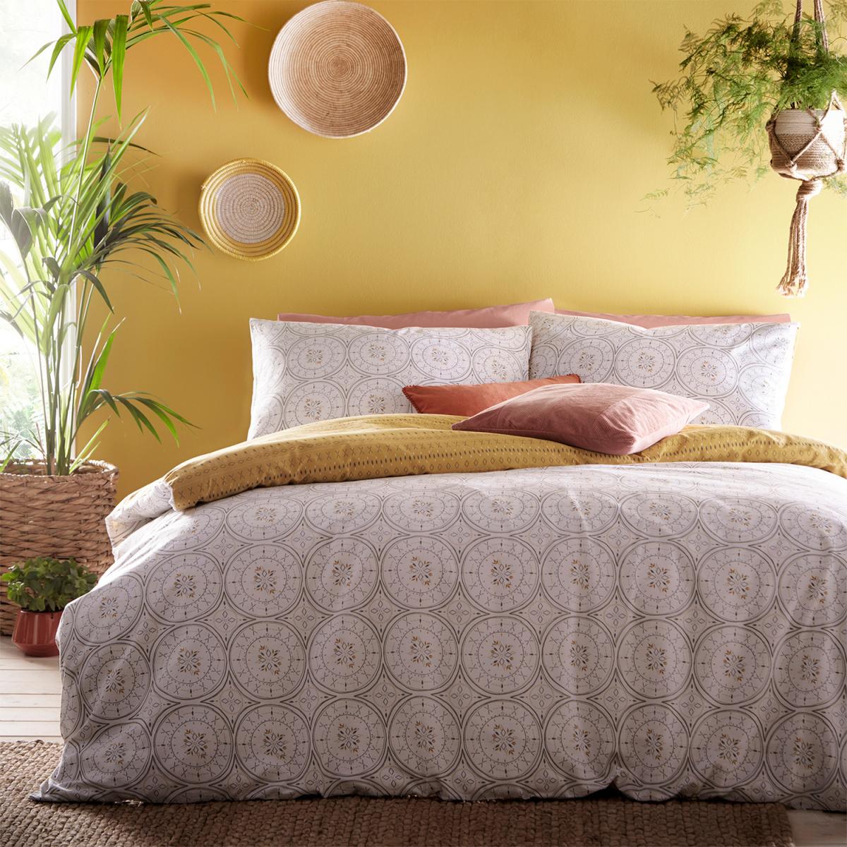 Mandala Tribal Duvet Cover Set - Grey/Ochre / Superking – image 4