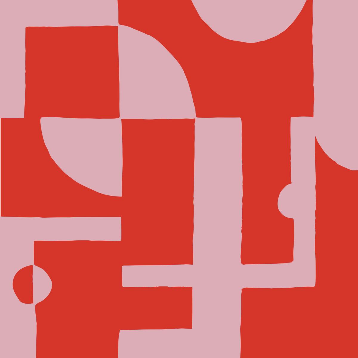 Mid-Century Abstract Duvet Cover Set - Pink/Red / Superking – image 4