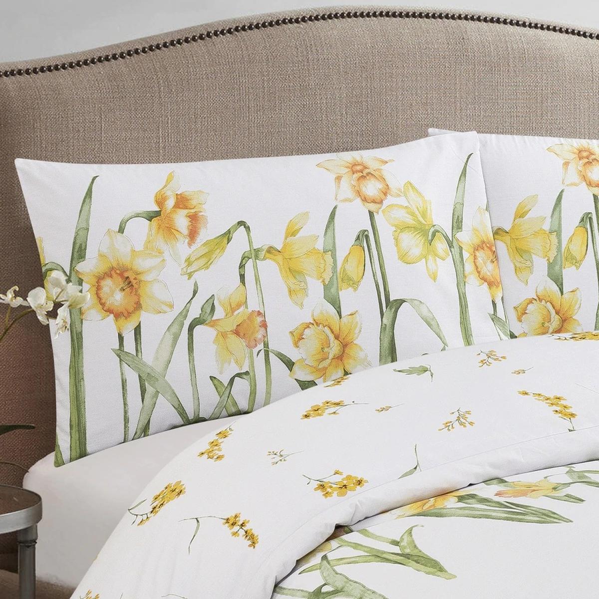 Vantona Classic Daffodils Duvet Cover Set - White/Multi / Super King – image 2