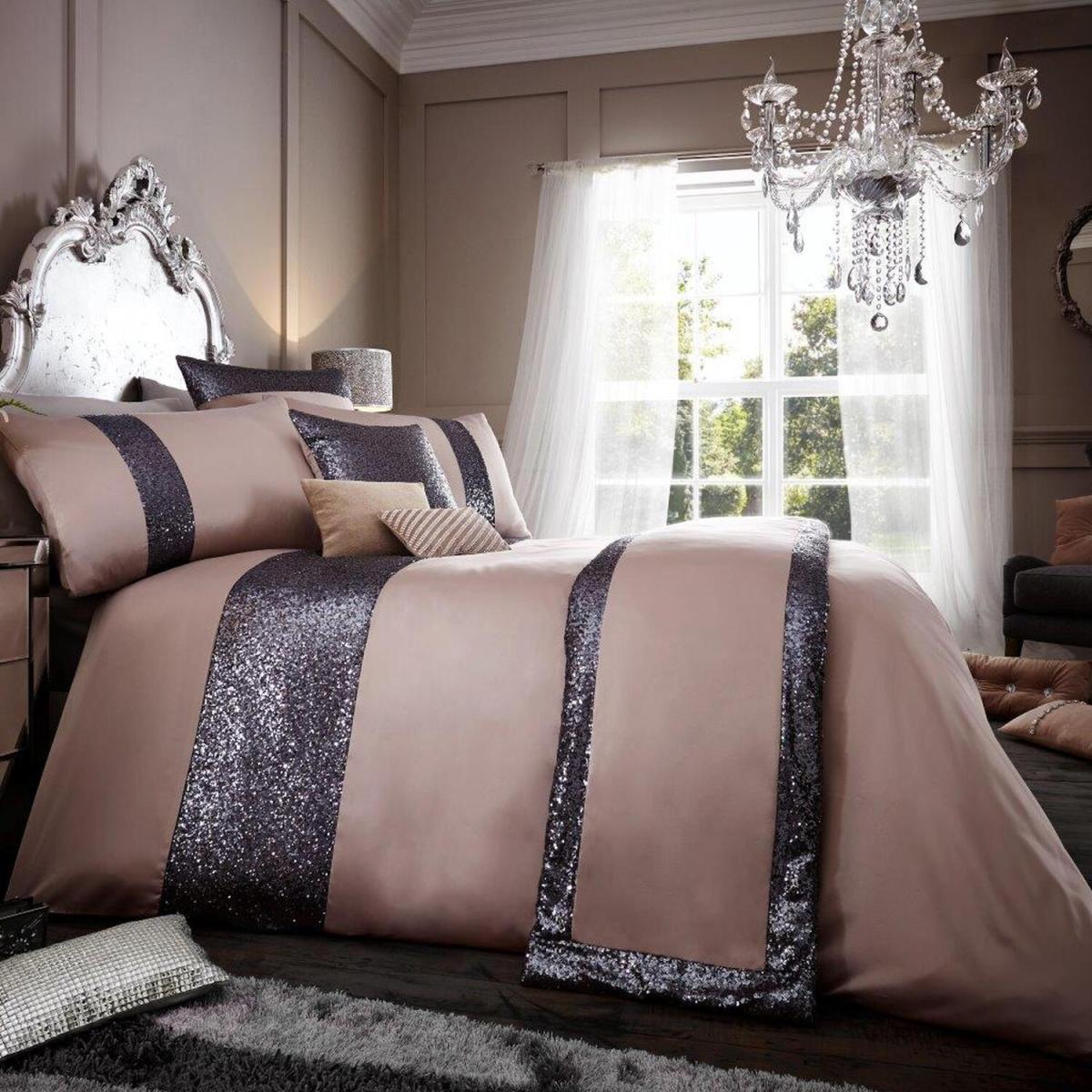 Luxury Glamorous Duvet Cover and Pillowcase Set - Chambray / Superking – image 2