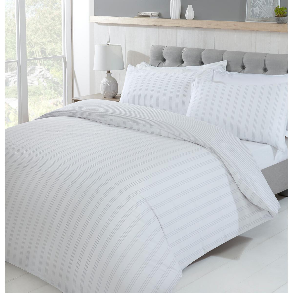 Thurlestone Stripe Duvet Cover and Pillowcase Set - Grey / Super King – image 2