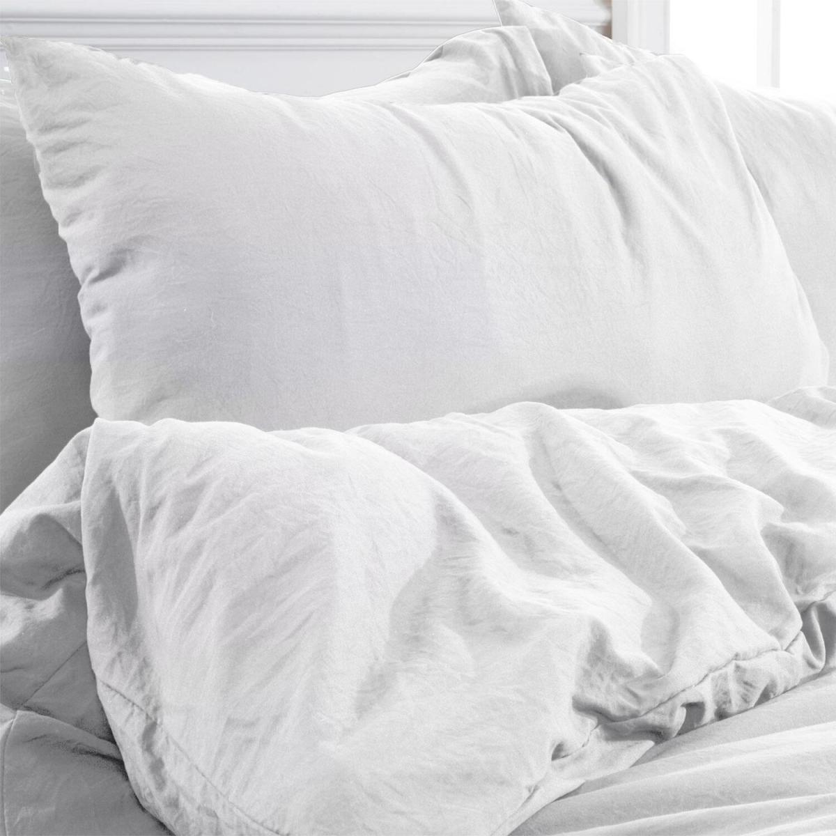 Brentfords Washed Linen Look Duvet Cover Set with Pillowcases - White / Super King – image 2