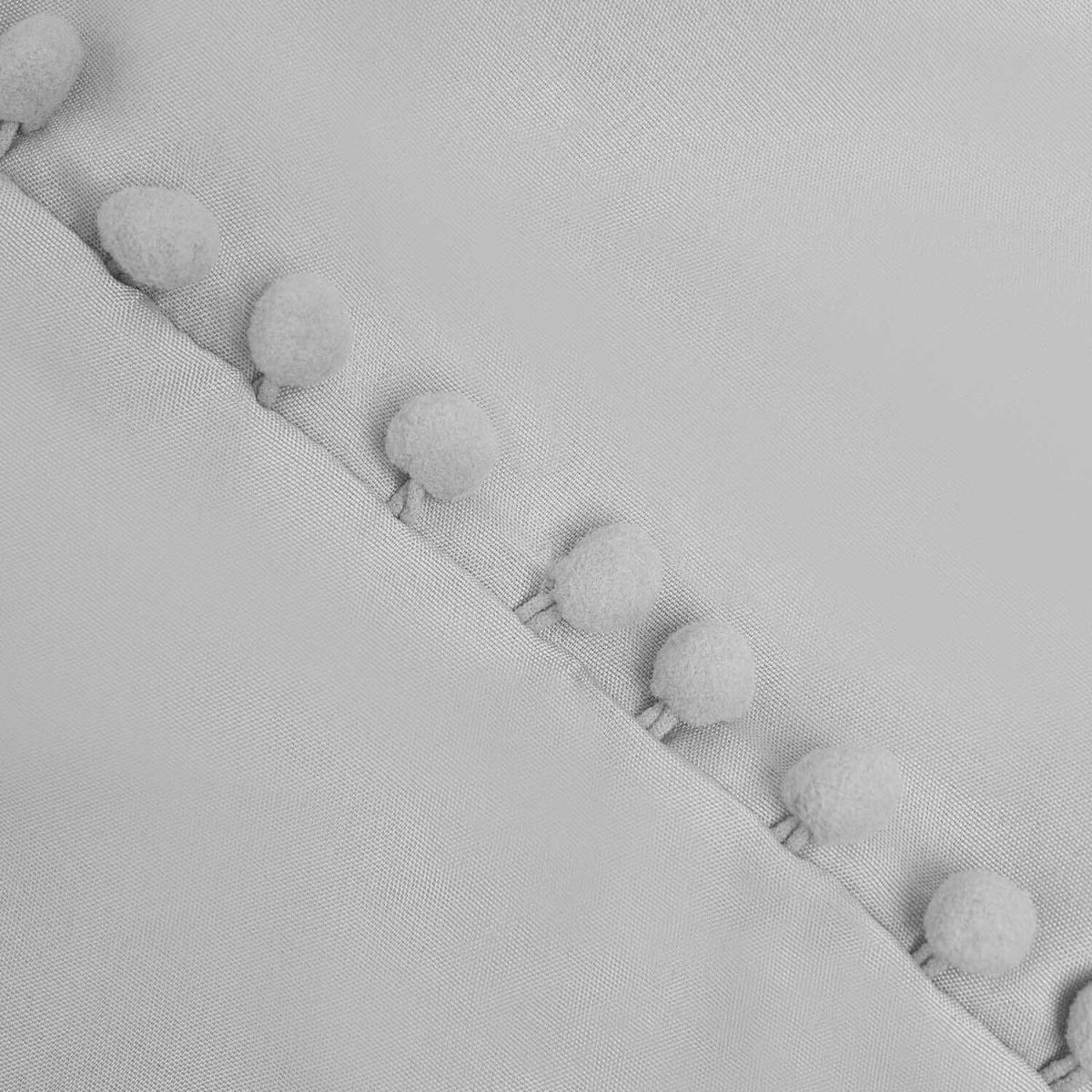 Dreamscene Pom Pom Trim Duvet Cover with Pillowcase Bedding Set - Grey / Superking – image 5