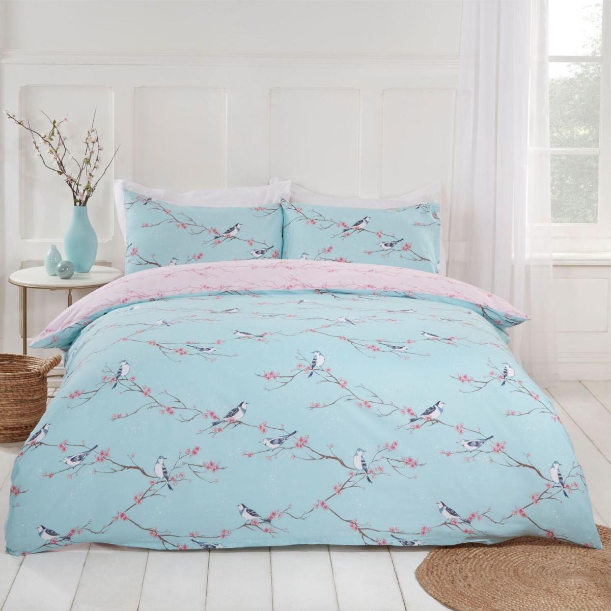 Dreamscene Blossom Bird Duvet Cover with Pillowcases - Blue / Superking – image 6