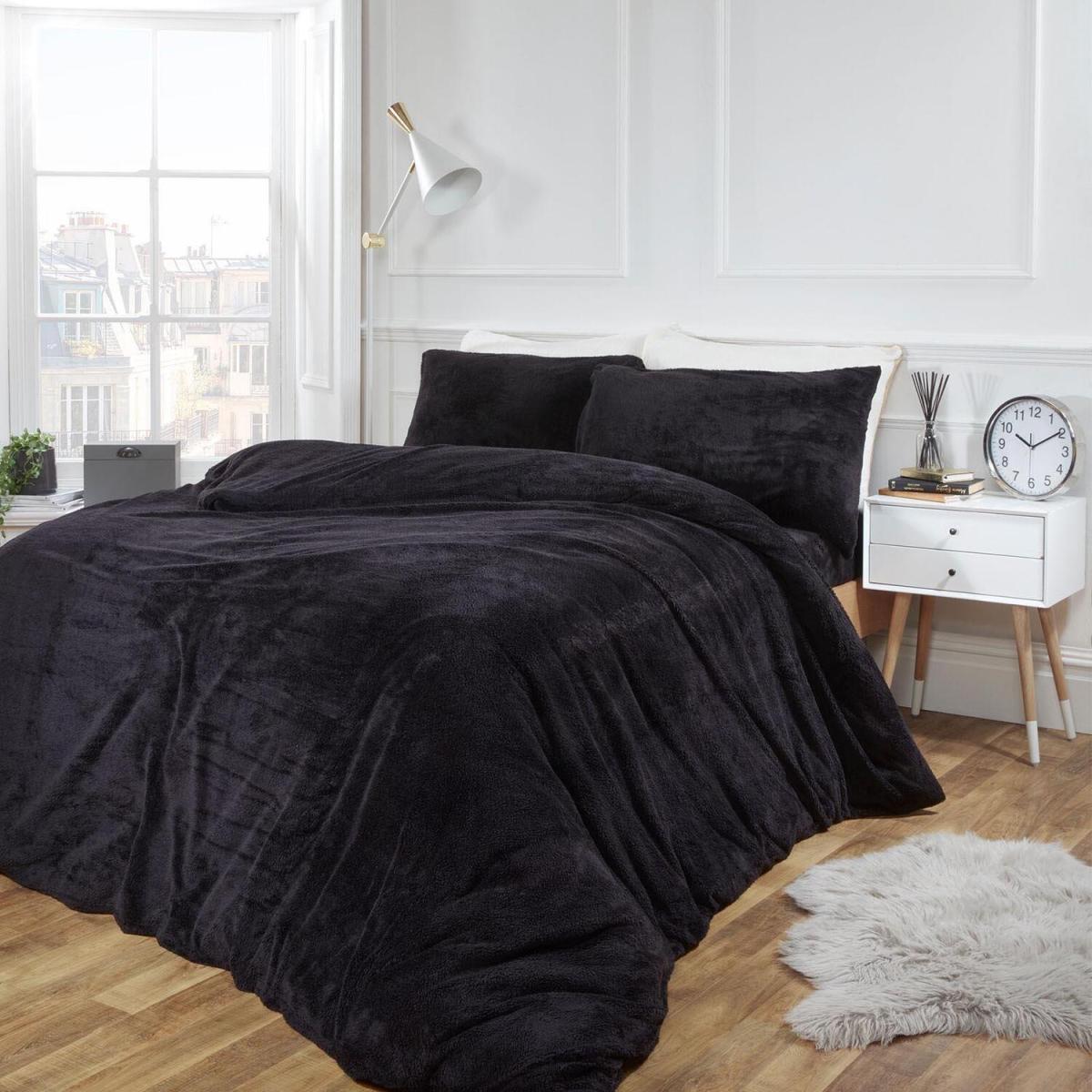 Brentfords Teddy Duvet Cover with Pillow Case Bedding Set - Black / Superking – image 1