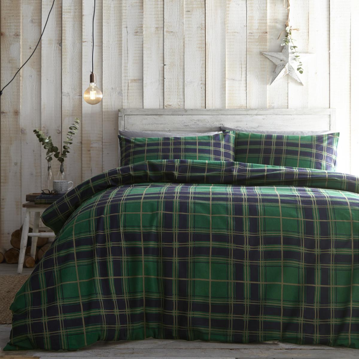 Tartan Duvet Set - Green / Superking – image 3