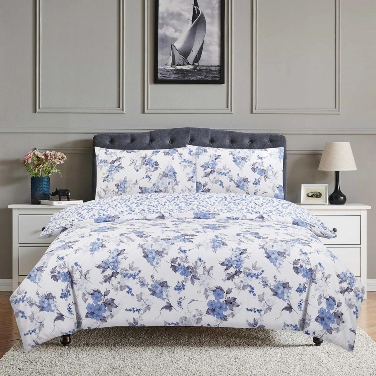 Vantona Classic Oriental Blossom Duvet Cover Set - Blue / Super King – image 2