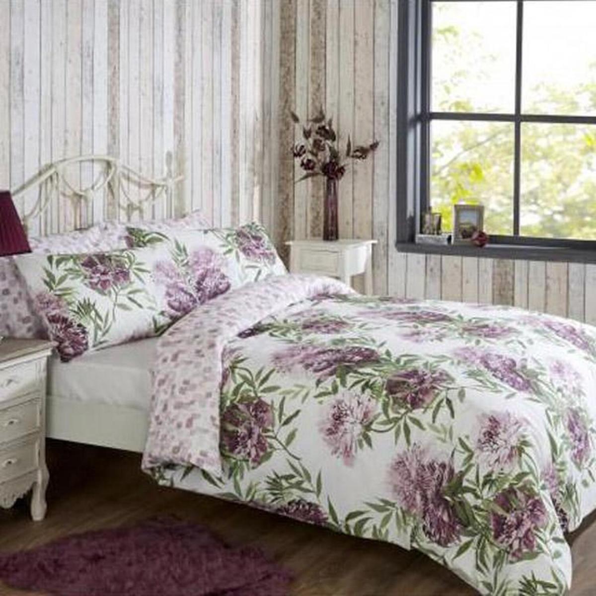 Vantona Anthea Floral Design Duvet Cover Set - White/Multi / Superking