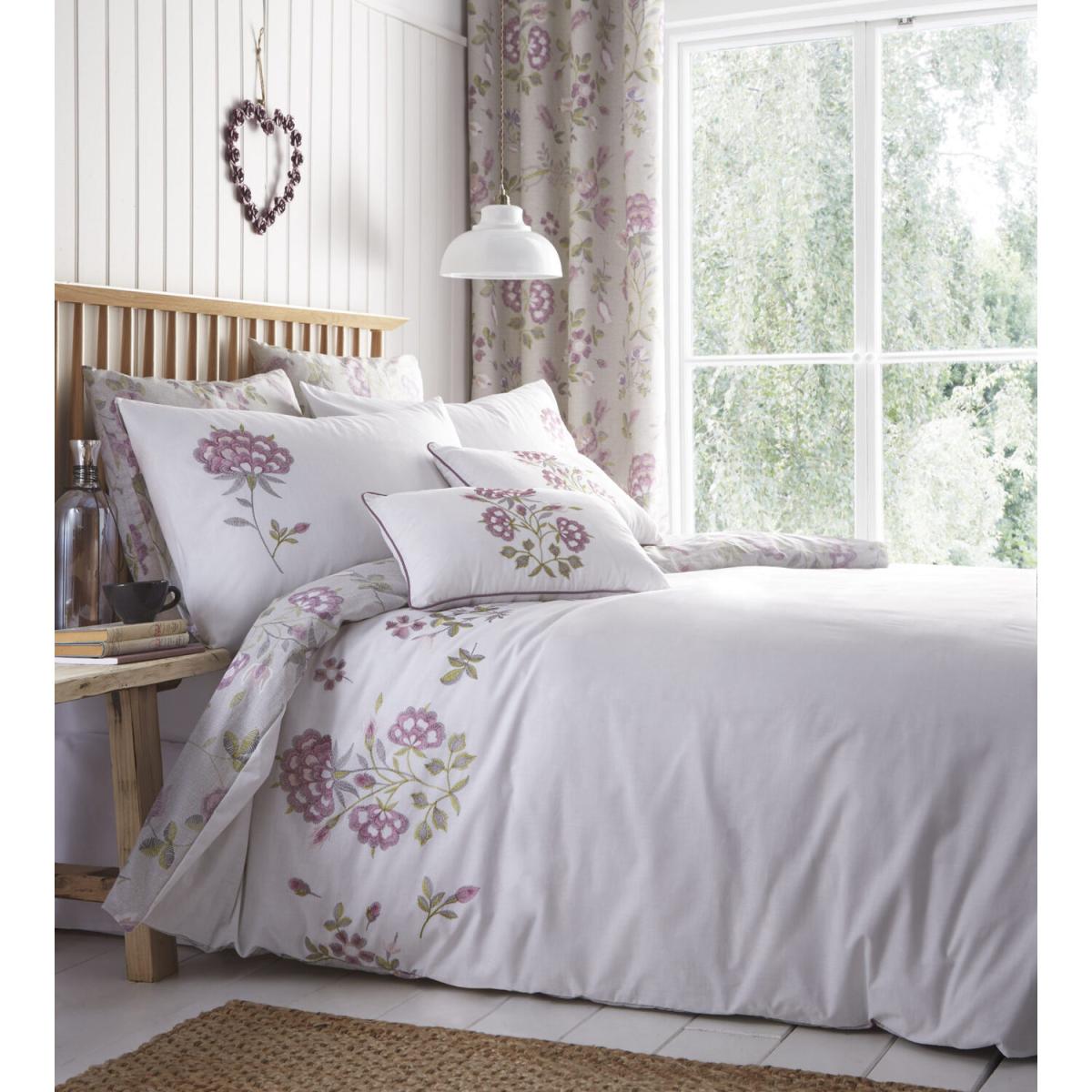 Secret Garden Floral Duvet Cover and Pillowcase Set - Lavender/Grey / Superking – image 4