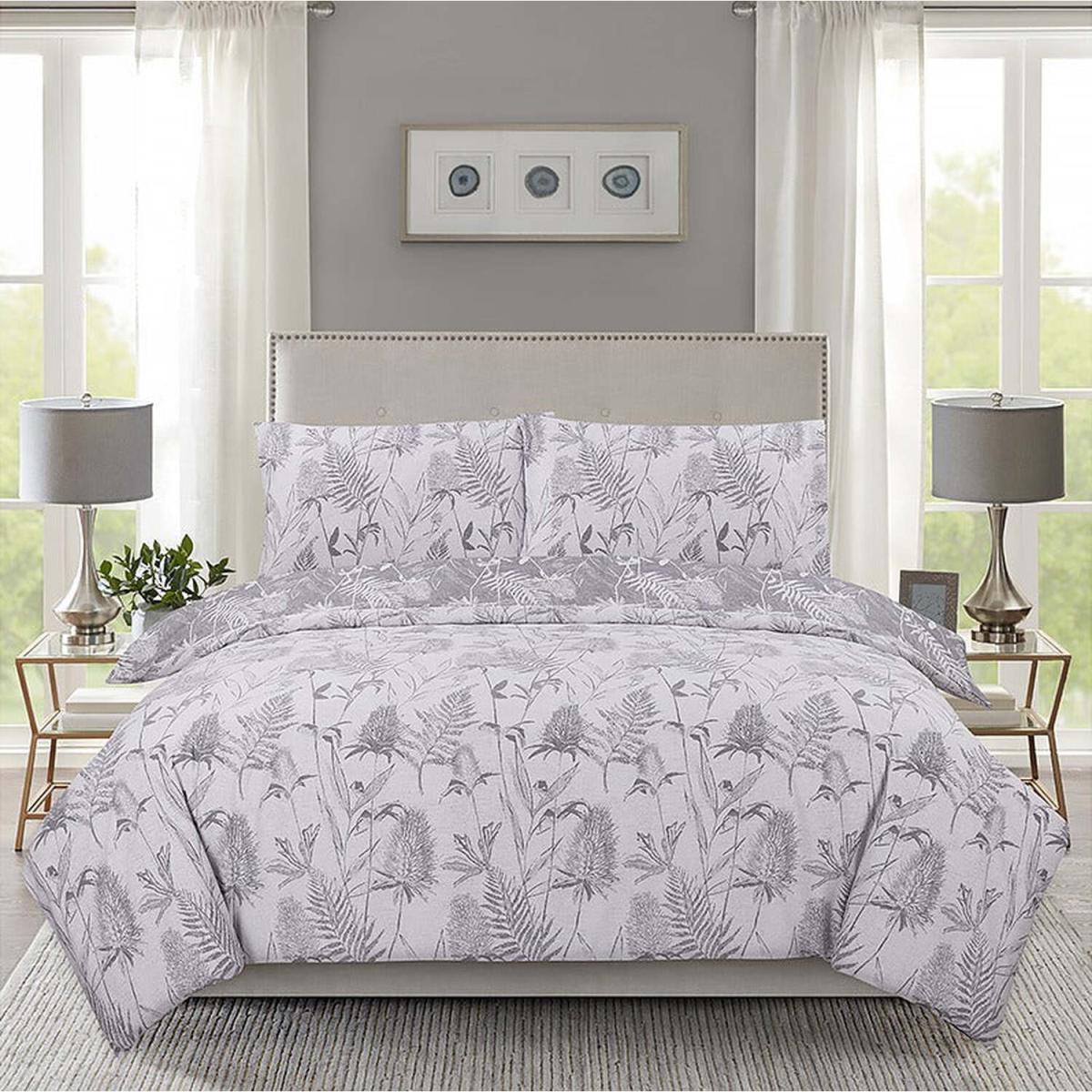 Thistle Duvet Cover Set - Grey - Grey / Superking