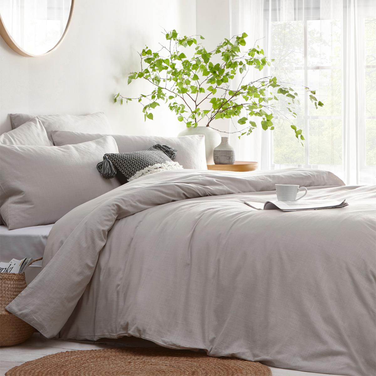 Linen Look Duvet Cover Set - Superking – image 1