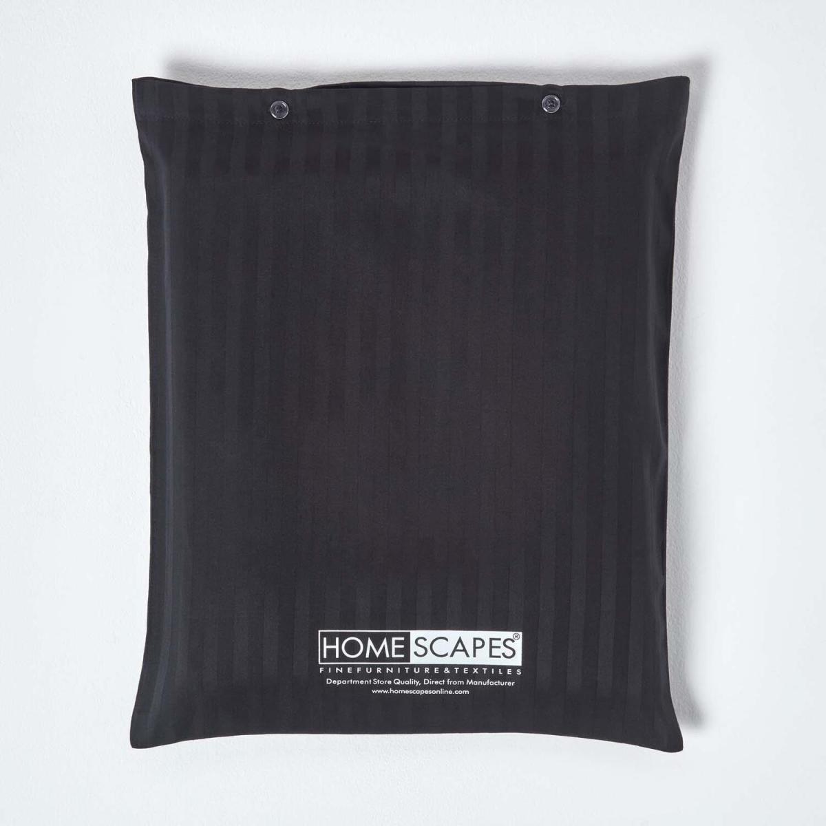 Satin Stripe Egyptian Cotton Duvet Cover with Pillowcase - Black / Superking – image 3